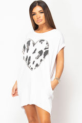 white oversized top with heart print uk 
