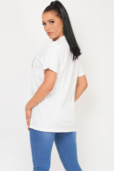 paris slogan white oversized t shirt