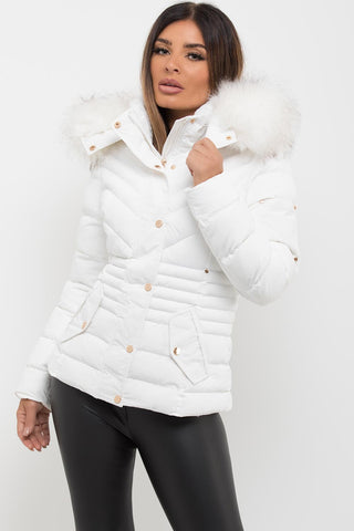 White quilted deals coat womens