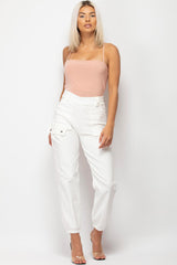 white high waisted cargo trousers womens 