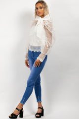 white blouse puff sleeves 