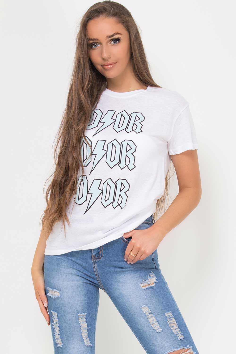 dior print t shirt white
