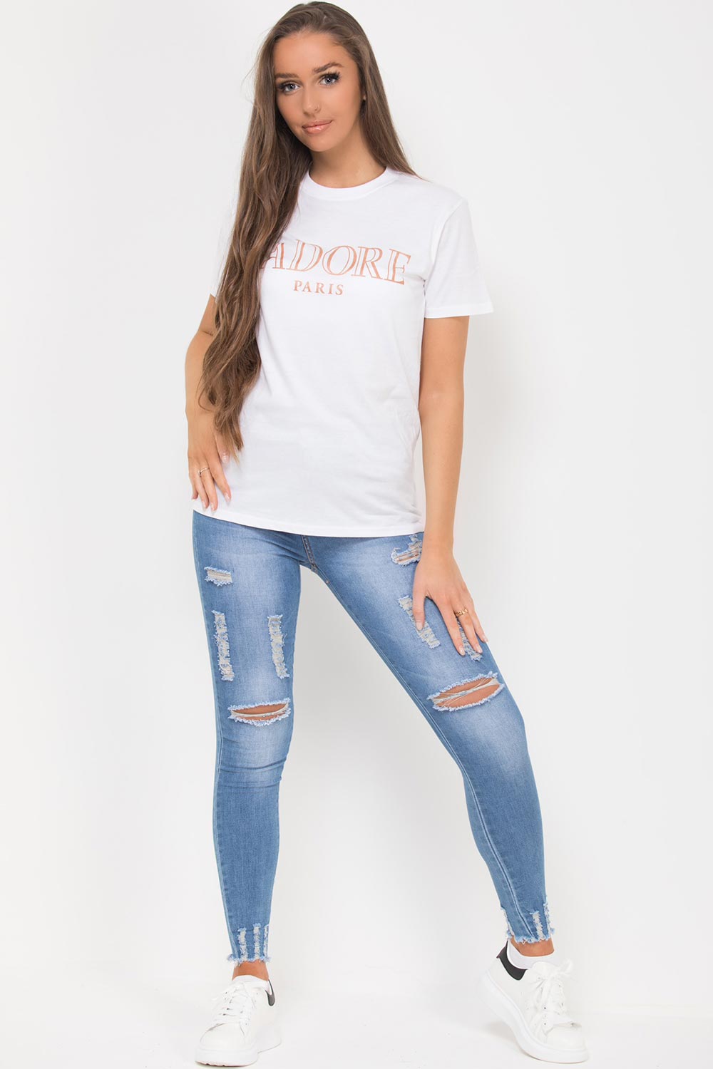 jadore paris slogan t shirt white