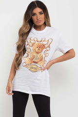 Mischief Teddy Bear Graphic T Shirt White