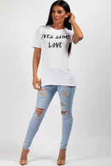 yves saint love slogan tee shirt white 