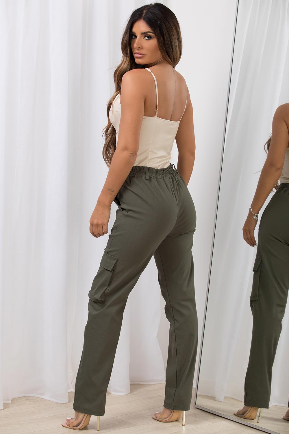 womens high waisted cargo trousers