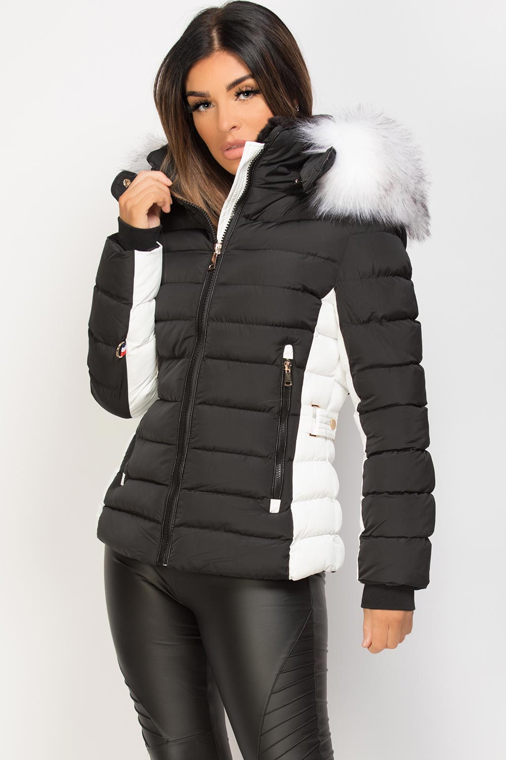 puffer jacket black and white 