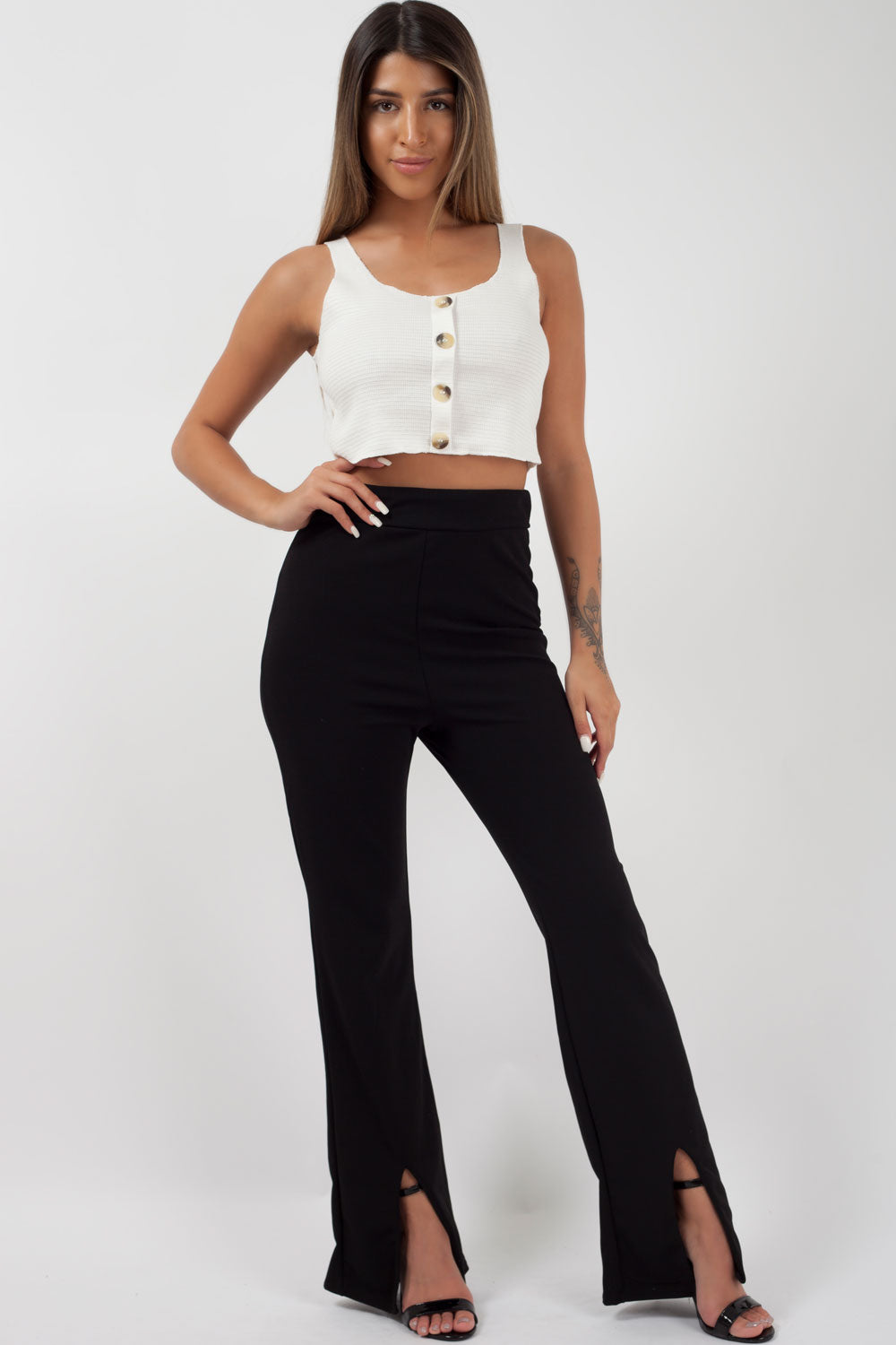 black split hem trousers styledup fashion 