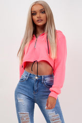 crop hoodie neon pink styledup fashion 