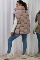 womens padded quilted gilet woven style